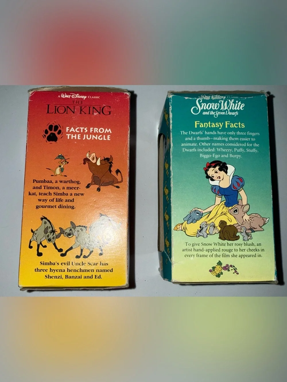 Lion King & Snow White Burger King Collector Series 1994 vintage cups
